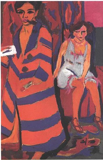 Ernst Ludwig Kirchner Selfportrait with model oil painting image